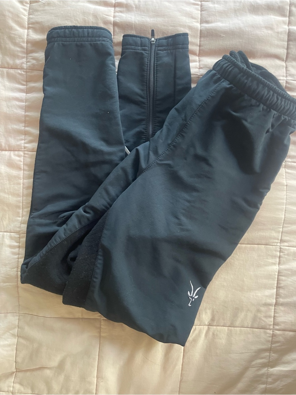 IBEX Black Athletic Track Pants with Small White Logo